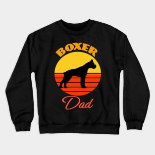 Boxer Dog Dad Father's Day Dog puppy Lover Cute Sunser Retro Funny Crewneck Sweatshirt